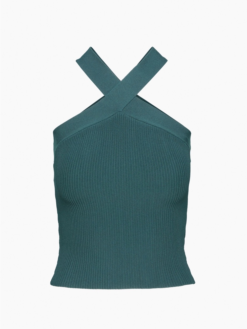 Aritzia Babaton CROPPED Sculpt Knit Criss Cross Tank Monarch Teal XS